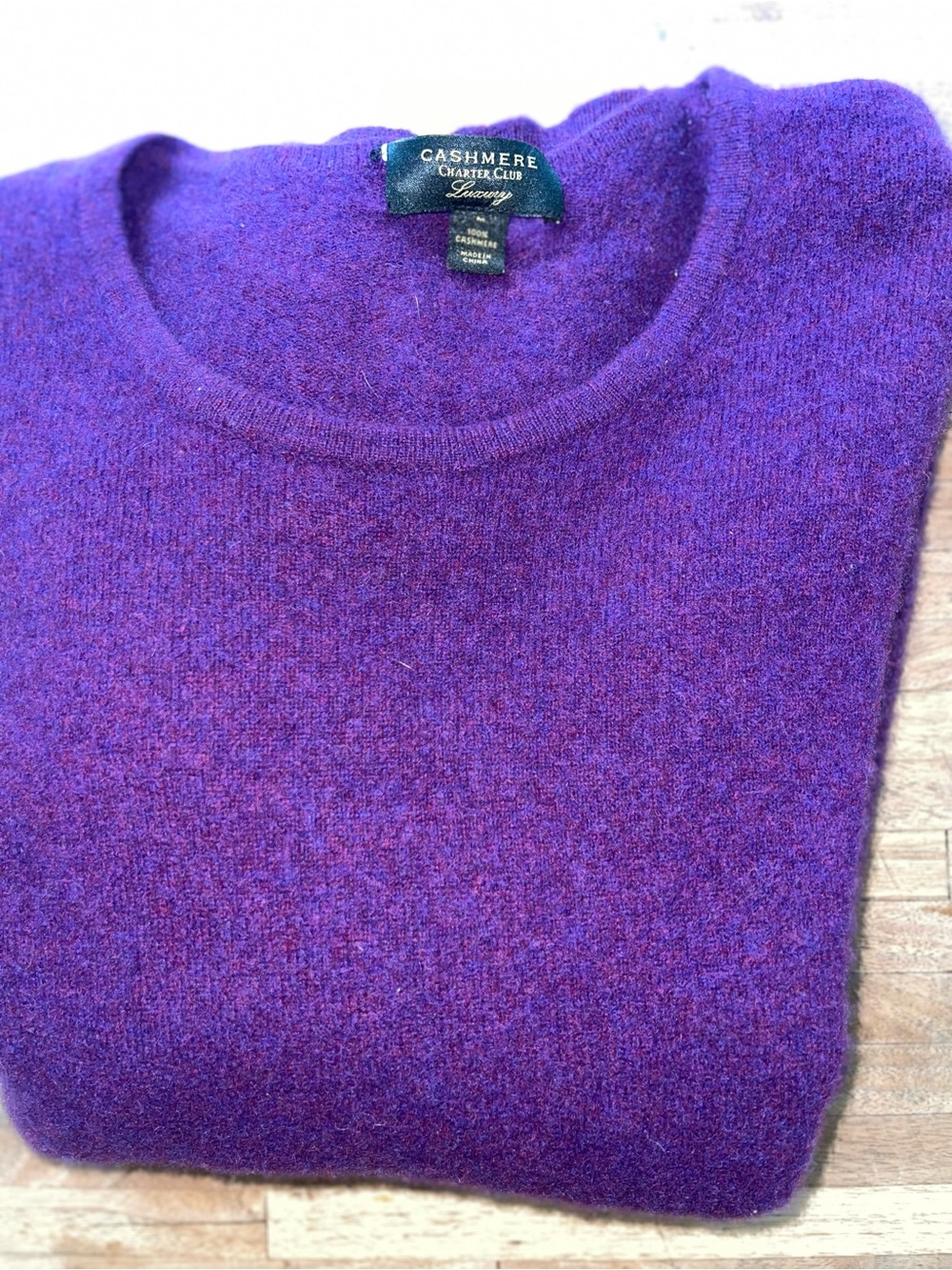Charter Club Purple Cashmere Crewneck Sweater